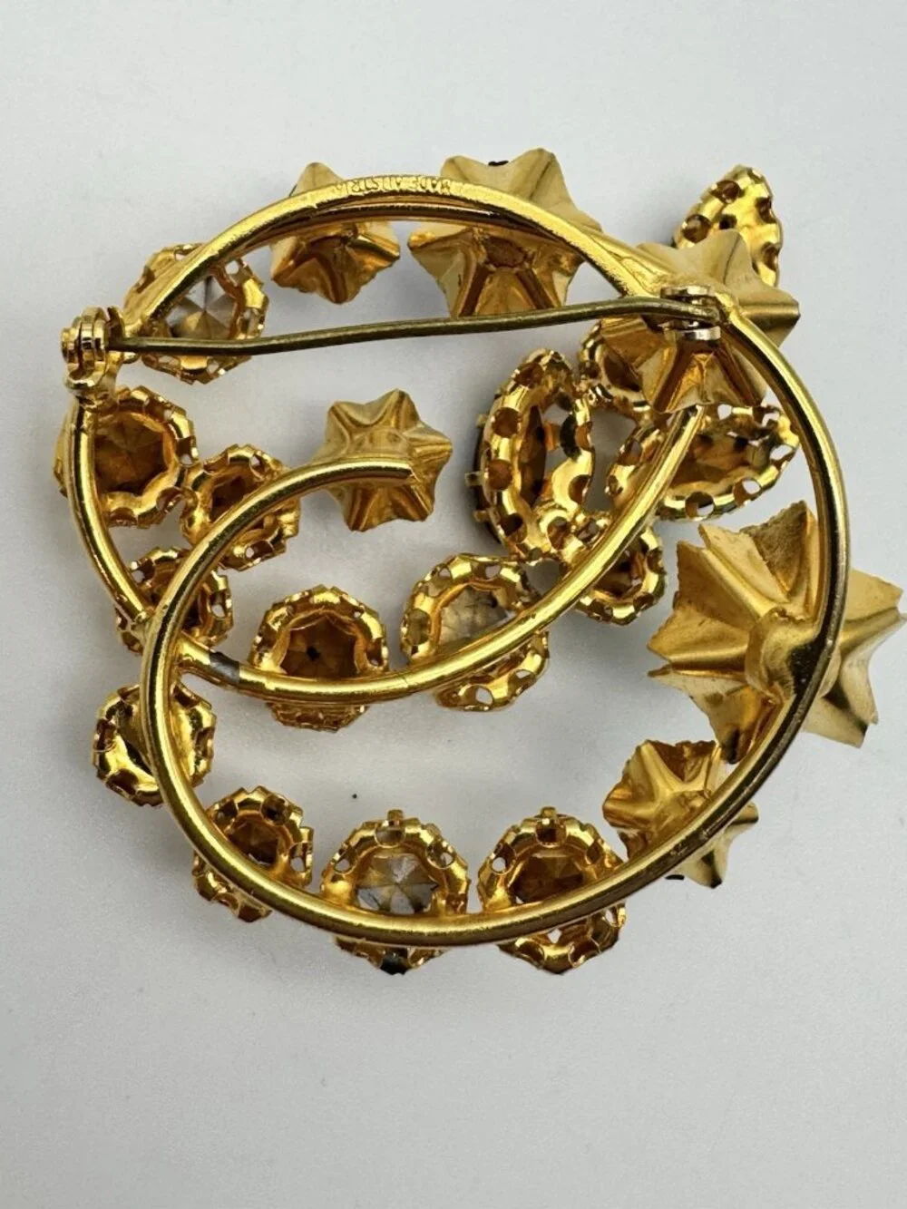 Vintage AUSTRIAN Brooch, Blue Crystal AB Rhinestone Prong Set, Lots of Sparkle!